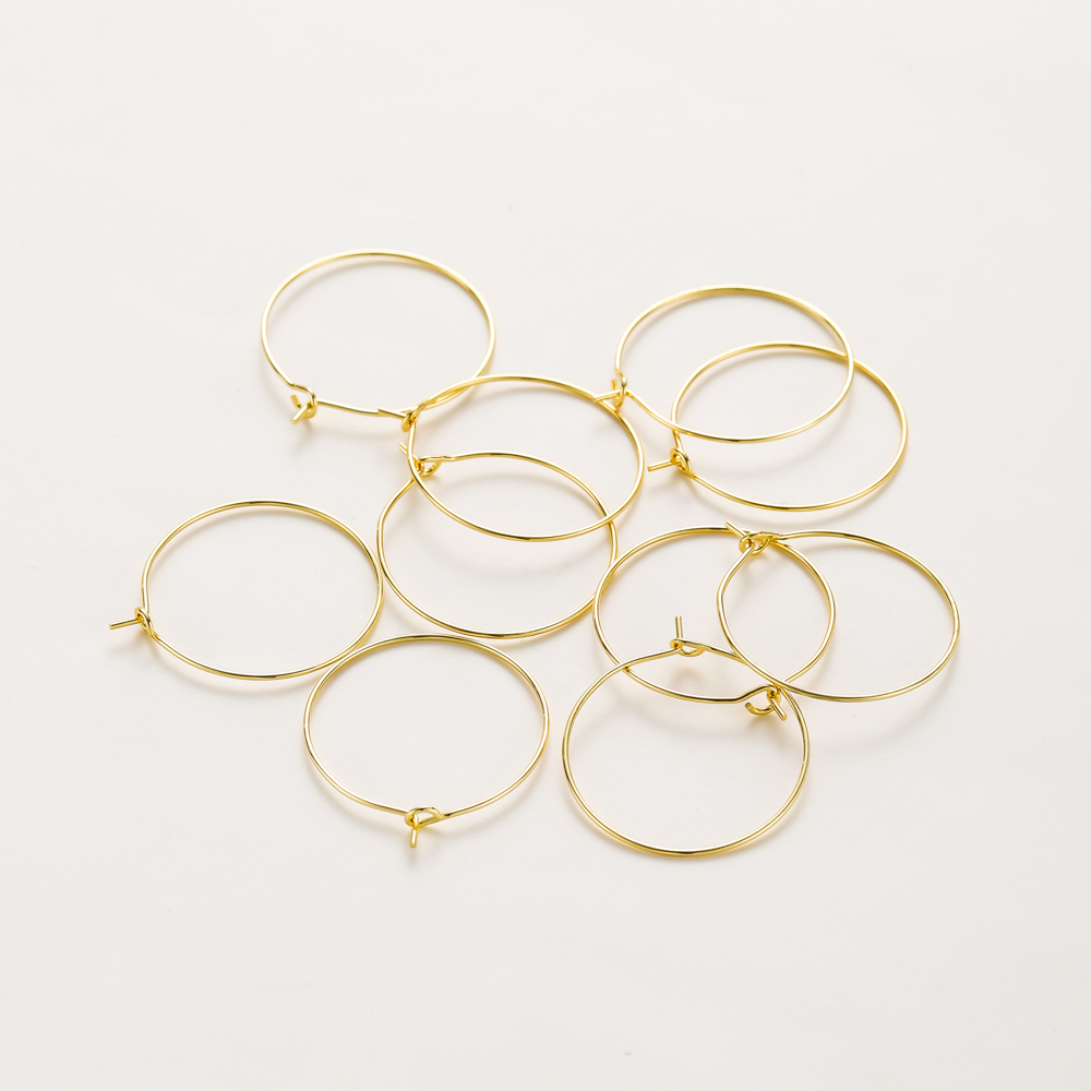 10 unids/lote 15mm 20mm 25mm 14K 18K oro pendientes grandes aros de alambre círculo oreja bucle para hacer joyería DIY accesorios de decoración de pendientes