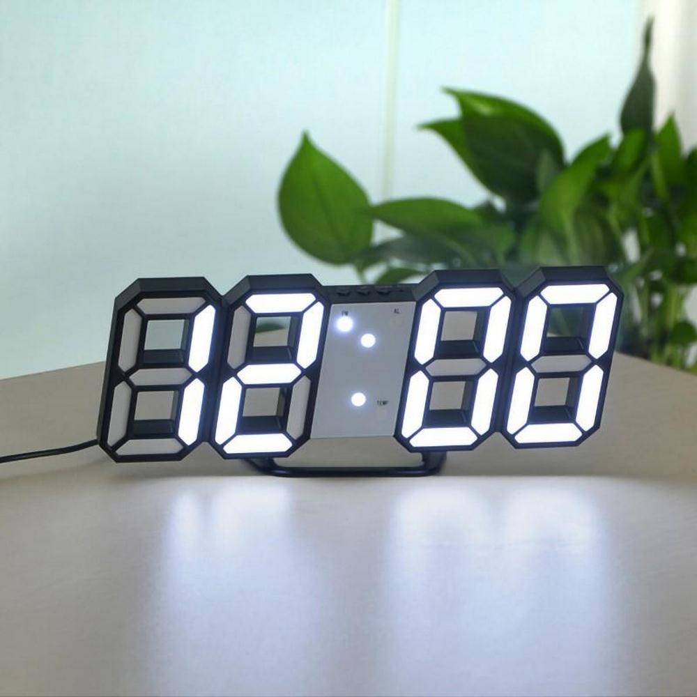 3D Digital LED Clock Alarm Watch USB Charge Electronic Digital Clocks Wall Horloge Home Decoration Office Table Desk Clock: type 4