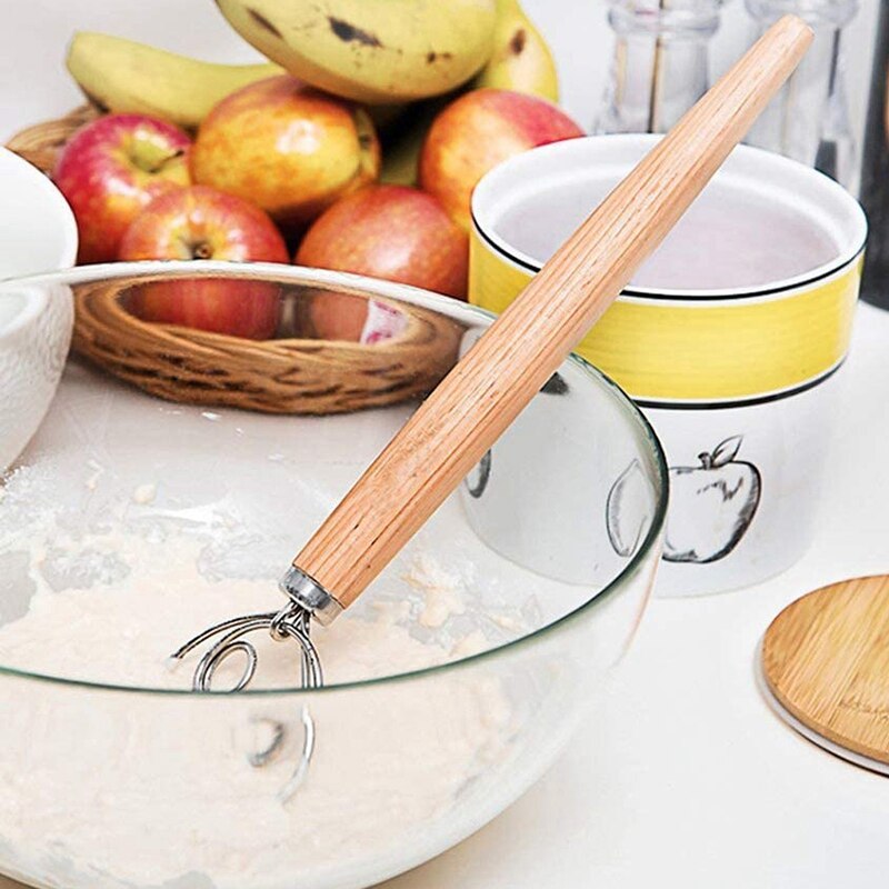 Whisk/Matcha Whisk/Danish Dough Whisk - 13 inch Stainless Steel Dutch Style Bread Dough Whisk (2 Whisk and 1 Scraper)