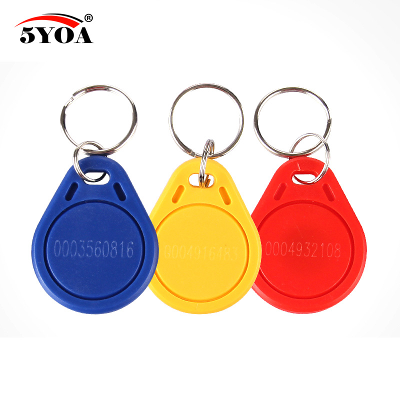 100 stücke RFID-Tag Schlüsselanhänger Keyfobs Keychain Ring Token 125 Khz Proximity Ausweis Chip EM 4100/4102 TK4100 Zugang Control Teilnahme
