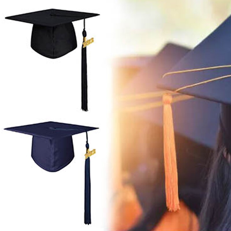 2022 Adult Bachelor Graduation Cap Unisex Decorative Polyester Adult Graduation Tassel Cap for Bachelor