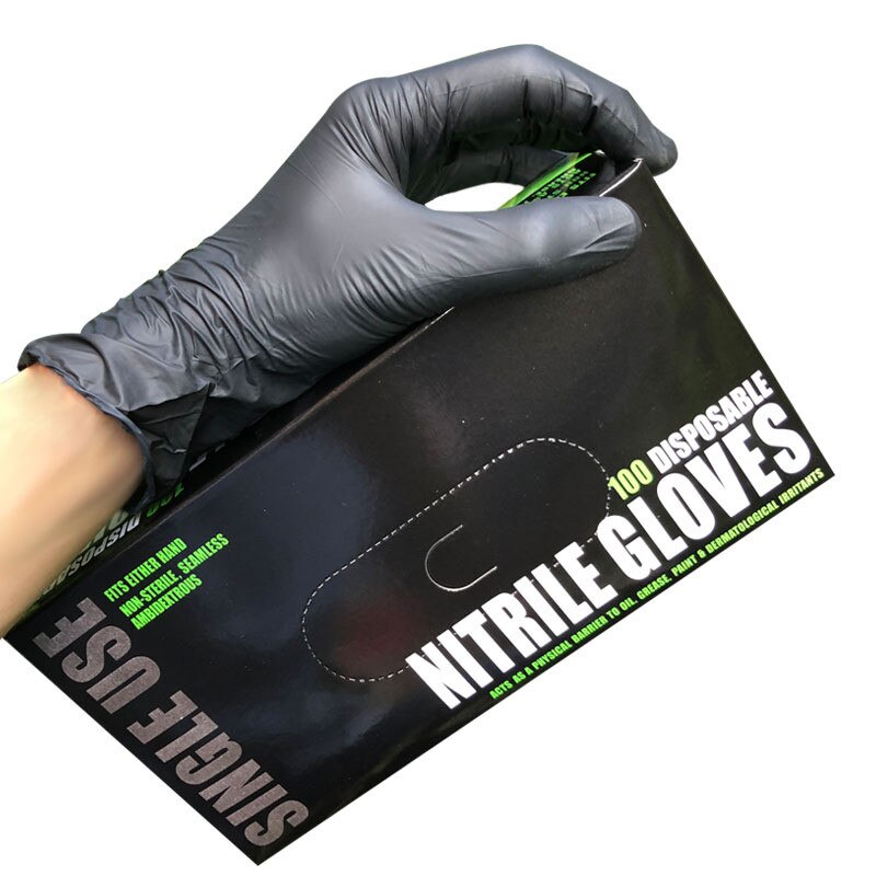 100 pièces/boîte gants de tatouage en Nitrile noir jetables réparation industrielle gants résistants à l'huile gants de manucure de coiffure durables