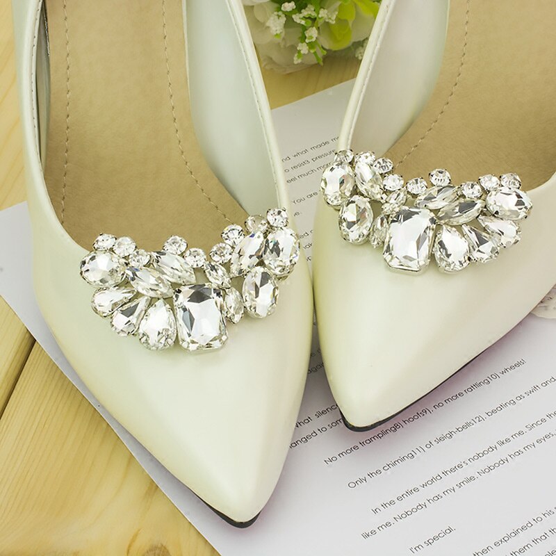 1 par brude bryllup sko cips indretning sko klip krystal charme dekoration tilbehør  b2 cshop: 2