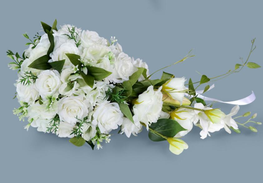 Ramos De novia blancos en cascada, rosas De boda, orquídea Artificial, flor De seda hecha a mano, ramo De boda , nueva s161