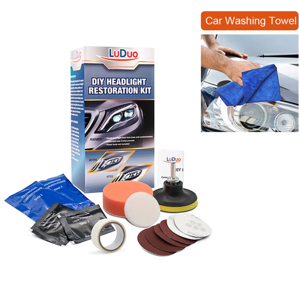 Luduo Koplamp Opknappen Reparatie Koplampen Restauratie Kits Voor Polish Cleaner Renoveren Plakken Wassen Bleekmiddel Reparatie Met Doek: 1