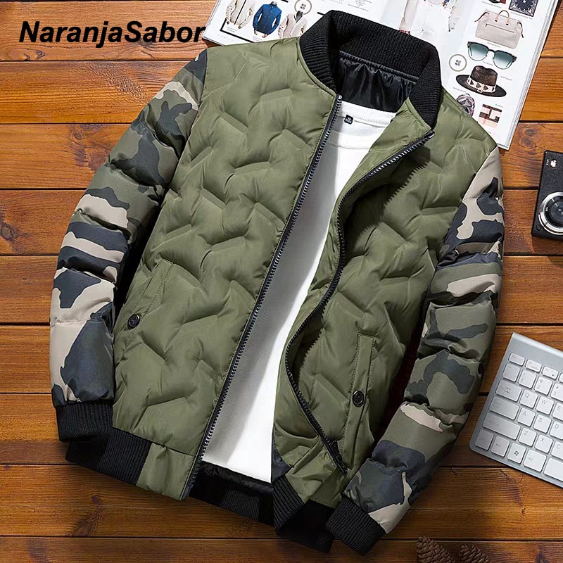 Naranjasabor vinter herr bomberjacka varm vindtät överrock herr kamouflage patchwork parkas märkeskläder  n633
