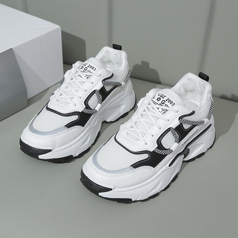 Chunky sneakers kvinder vulkaniserede sko platform sneakers dame træner flade sko mujer krydsbundet