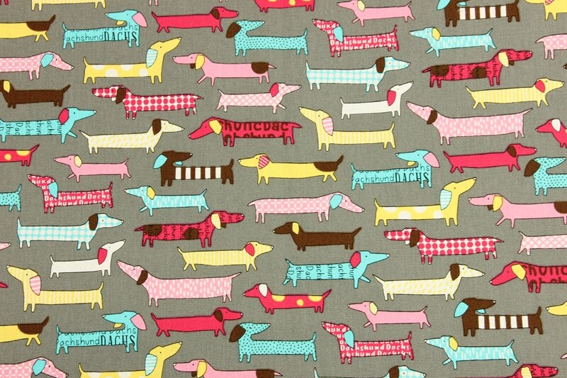 Tissu en coton imprimé teckel largeur 110cm pour couture, patchwork, vêtements pour garçons, jupes et écharpes