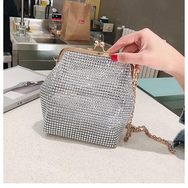 Faux Diamanten Kleine Party Taschen Haspe Strass Schulter Taschen Kette Abend Hochzeit Kupplungen Crossbody Verbund Taschen Splitter