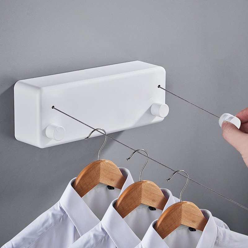 Telescopic Invisible Clothesline Free Punch Balcony Hotel Indoor Double-line Bathroom Home Retractable Clothes Rack