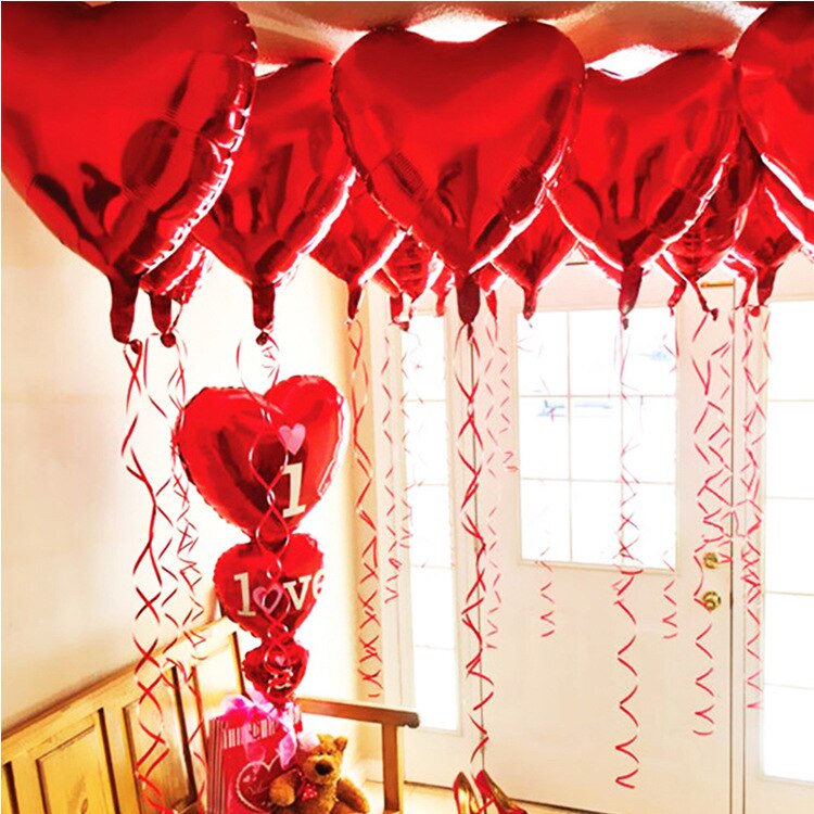 5 stks 18 inch Hart Globos Metallic Kleur 18 inch Infatable Folie Ballonnen voor Party Bruiloft Decoratie Ballonnen