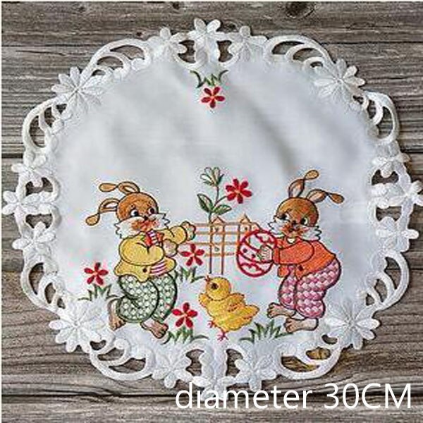 Mantel Individual de encaje bordado con forma de huevo de gallina, posavasos para mesa, posavasos, té de Pascua, accesorios de cocina: white 3