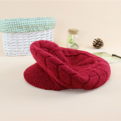 SUOGRY Women Knitted Hat Winter Solid Color Warm Hats Accessories Beanie Girls Skullies Caps Outdoor Bonnet: Red wine