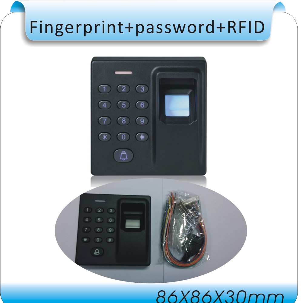 Diy  d1 fingeraftryk & adgangskode & 125 khz rfid 3 in 1 specielt branddør adgangskontrolsystem  +10 stk krystal