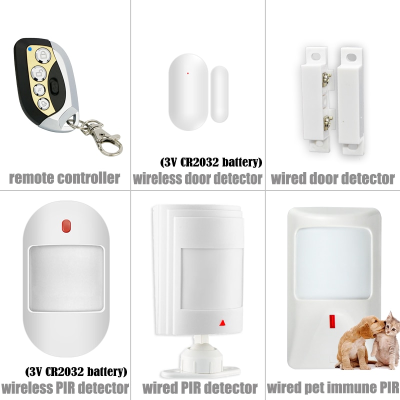 Wifi GSM Alarmsysteem 433 MHz Thuis Inbreker Beveiligingsalarm Draadloze bedrade detector RFID Touch-toetsenbord Temperatuur Vochtigheid Alexa