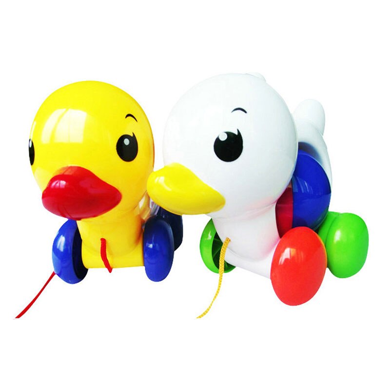 15cm Random Color Cute Duck Animals Baby Pull Toys Early Educational Learning Walk Along First Step Walking Walker Kids Toddlers