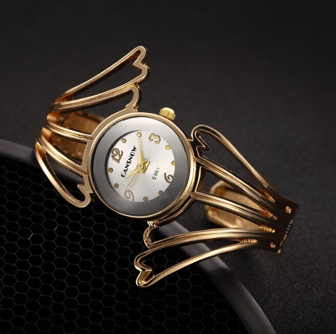 Women Dress Watches Luxury Special Wing Shape Ladies Rose Gold Bangle Bracelet Watch Simple Quartz Clock Relogio