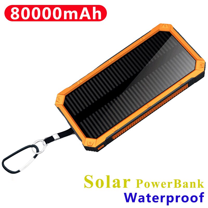 80000mAh Solar Power Bank Two-way Fast Charging High capacity External Battery with Indicator Light for Outdoor Xiaomi Iphone