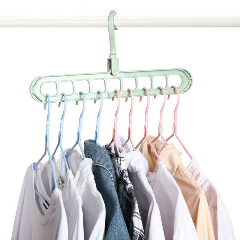 Space Saving Hanger 360 Rotating Magic Hanger Multi-function Folding Wardrobe Drying Clothes Storage Hangers Practical 9 Holes