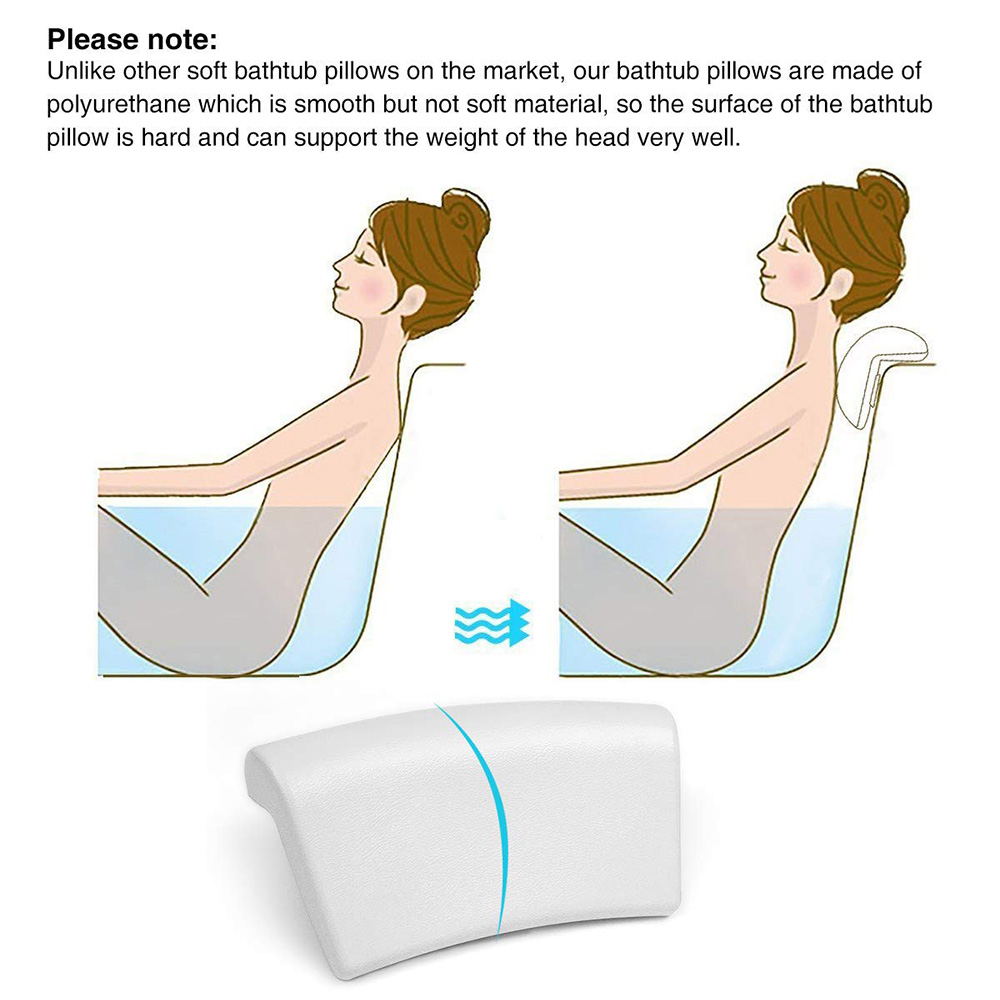 Spa bad pude pu badepude med skridsikre sugekopper ergonomisk hjemme spa nakkestøtte til afslappende hovedhals tilbage og