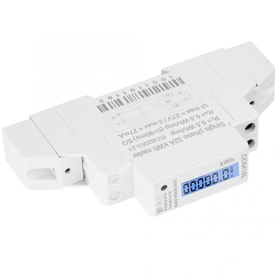 Kwh Meter LCD Digital Display Single Phase Din Rail Electricity Power Consumption Energy Meter 5-32A