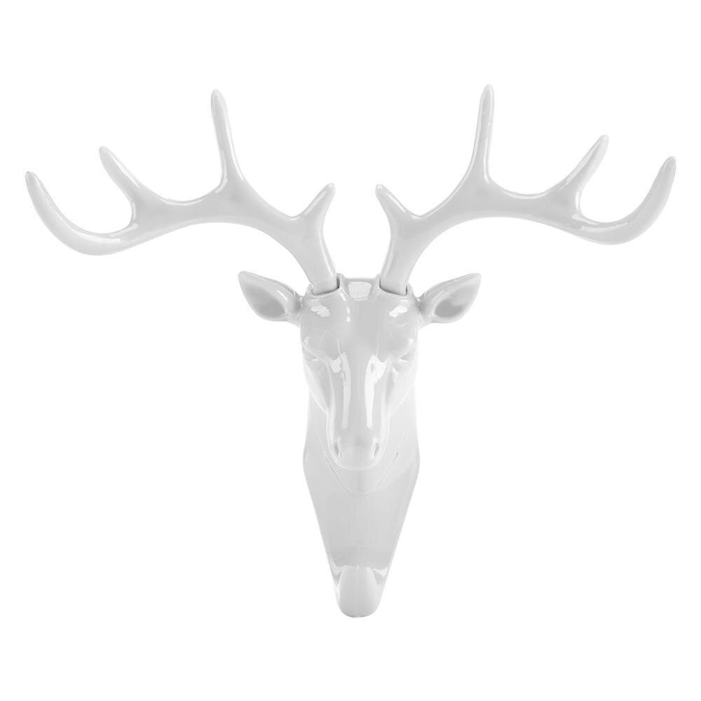 Deer Head Wall Key Holder Hook Wall Decoration Key Holder Belt Coat Bag Hanger Adhesive Wall Hook For Hanging Door Hook: White