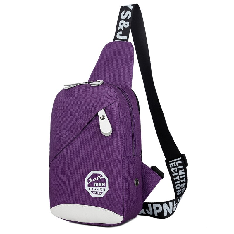Heren draagbare borst crossbody tas vrouwelijke fitness canvas schoudertas vrouwen outdoor sport reistas sporttassen: Paars
