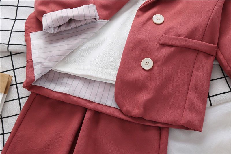 Efterårs piges dobbeltradede jakkesæt sæt børns koreansk stil fest fødselsdag kostume børn blazer bukser tøj
