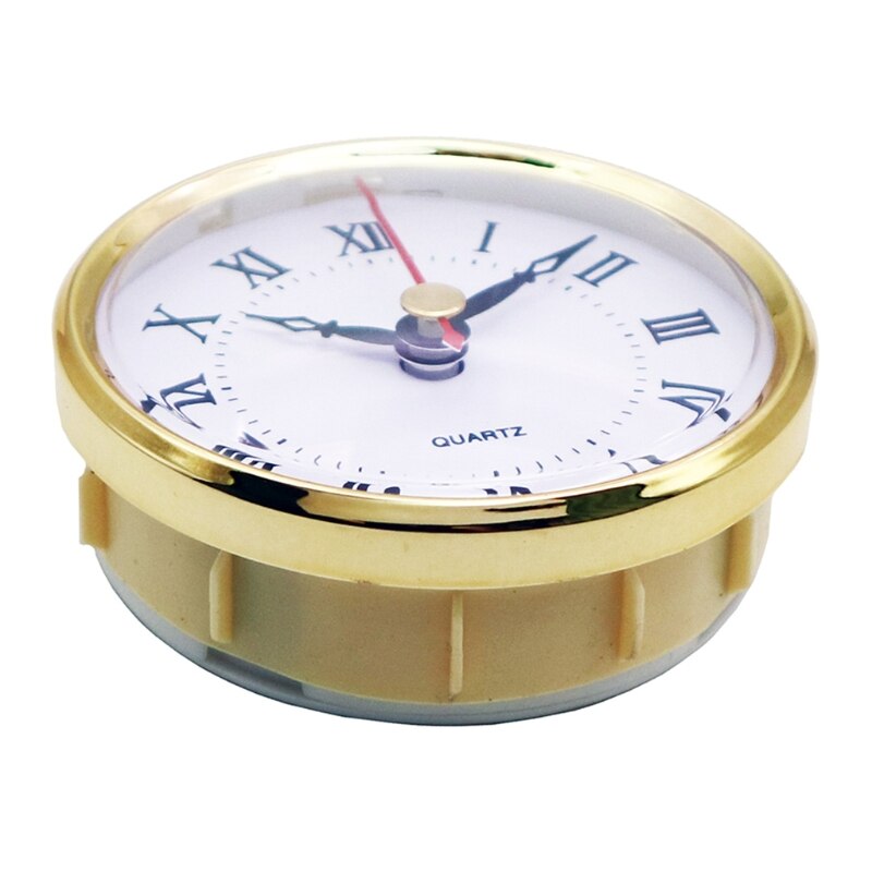 Classic Clock Movement 80mm Round Numeral Quartz Clock Insert with Gold Trim Home Decor for DIY Crafts Accessories