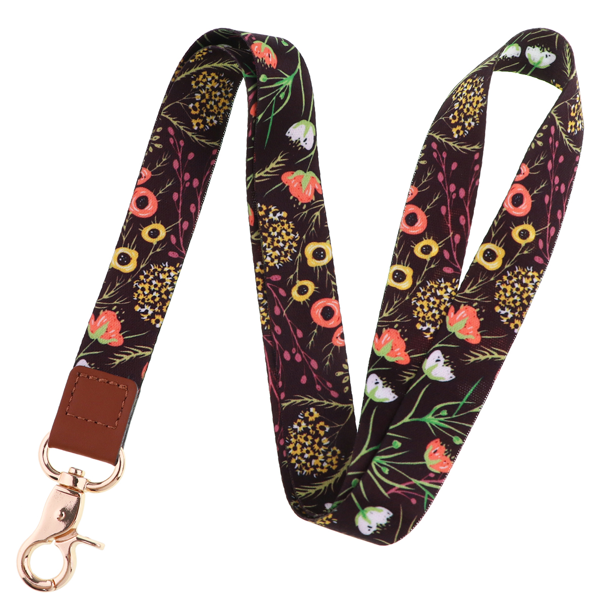 Lanières de cou à petites feuilles pour clés, carte d'identité, sangles de téléphone portable, porte-badge USB, corde suspendue pour téléphone à faire soi-même, lanière à fleurs: Transparent