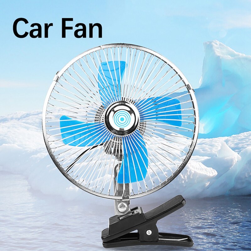 12V Mini Electric Auto Car Fan Low Noise Summer Cooling Fan Truck Vehicle Strong Wind Air Cooler Conditioner 8Inch
