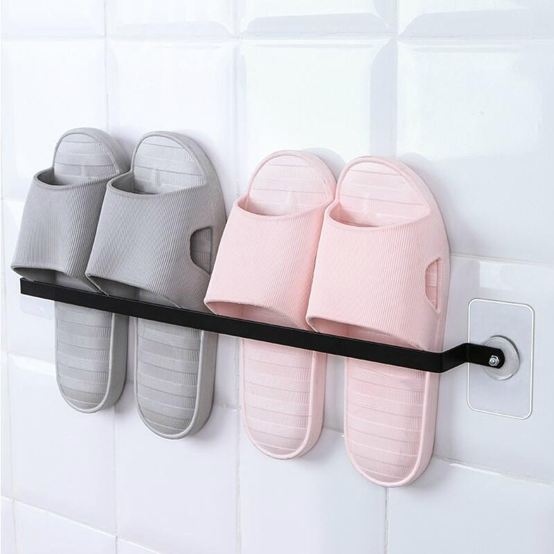 Selvklæbende vægmonteret håndklædestang til hyldestativ til toiletrullepapirhængebøjle 50.5*3.5*1.5cm