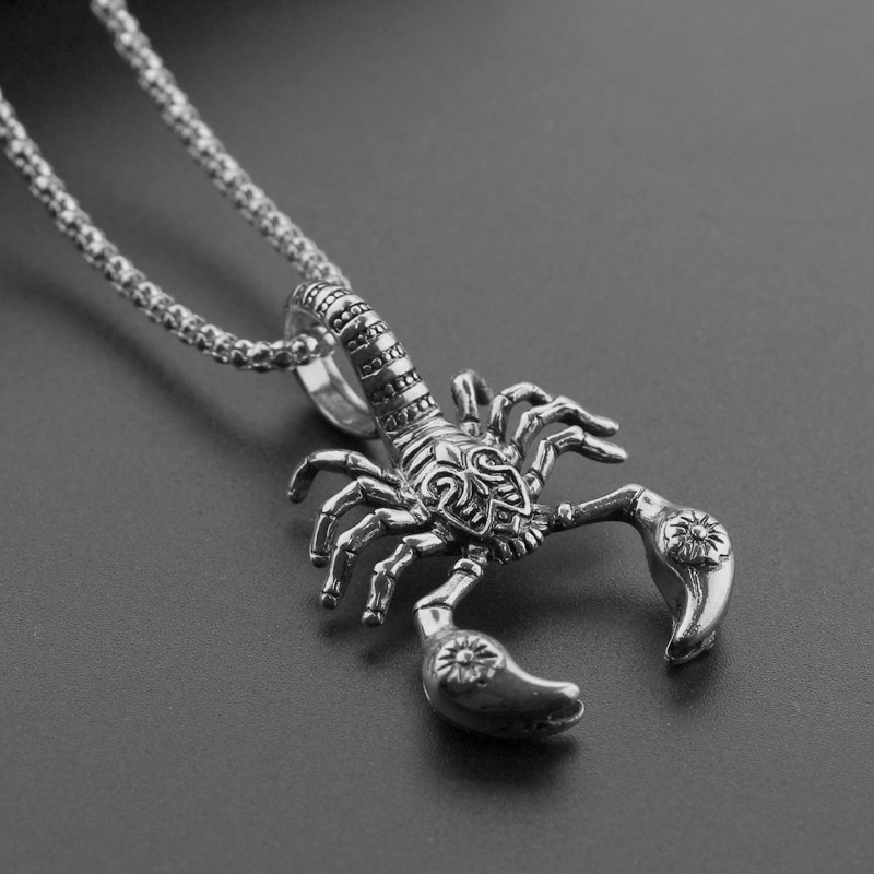 Men Hip Hop Jewelry Scorpio Long Chain Silver Color Scorpion Pendant Necklace for Men Women Punk Rock Christmas Jewelry