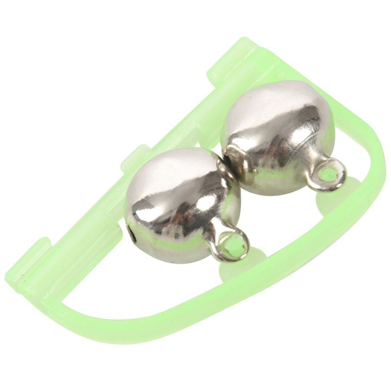 5 pièces Double cloche poisson pôle canne pêche lumière alarme cloches vert