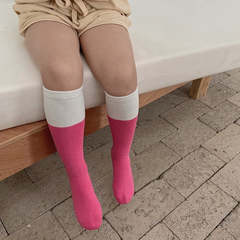 Soft Boys Girls Cotton Socks Knee High Breathable Newborn Infant Floor Sock Children Long Socks For Kids Boys Sports Sock: Hot Pink / S (0 To 2 Years)