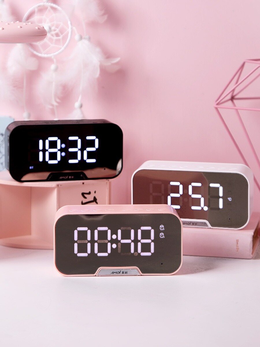 Digital Alarm Clock Radio with Bluetooth Speaker Alarm Clock Digital Wecker Digital Sleep Led Backlight Led Monitor LED HH50NZ