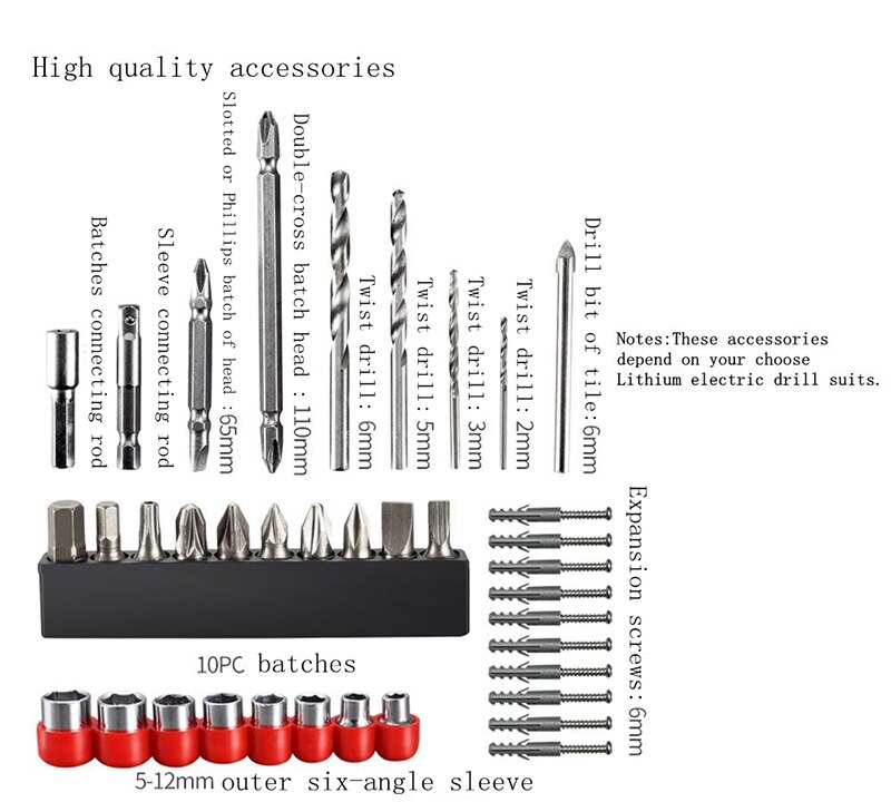 HIMOSKWA Lithium electric drill charging hand drill small hand gun drill multifunctional household electric screwdriver
