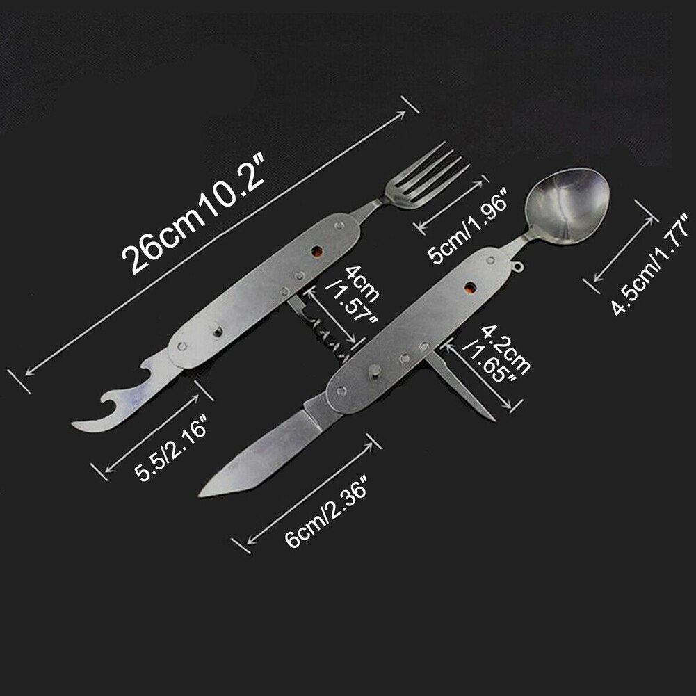 3 In 1 Folding Spoon Knives Fork Set Multifunction Travel Camping Tableware Kit can CSV