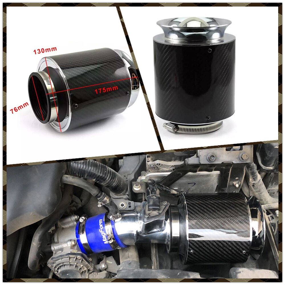 Carbon Fiber Air Filter 3inch 76mm Supercharger Hood Sports HighFlow