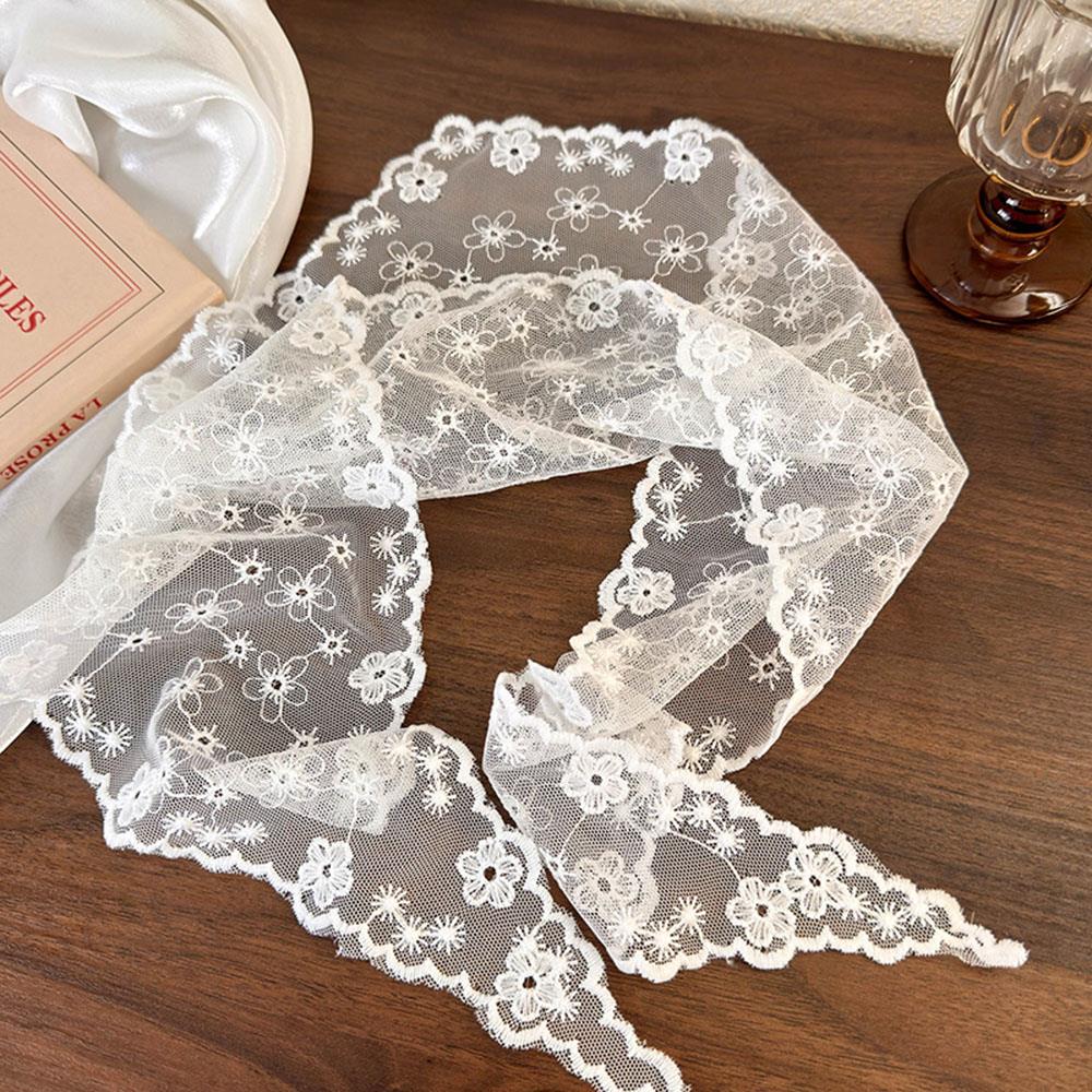 Retro Kanten Bandana Hoofdband Wit Geweven Bloemenprint Haarsjaal Bohemen Driehoek Hoofddoek Hoed Zoete Hoofddoek Haaraccessoires