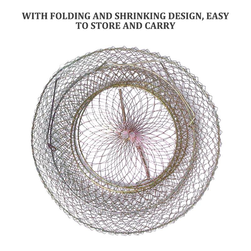 Metal Wire Fishing Net Fish Crabs Squid Shrimp Mesh Cage Cast Net Fishing Trap Network Foldable Fishing Net Tackle Outdoor