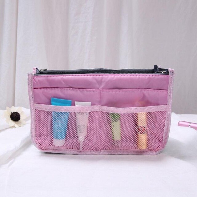 Multifunctionele Organizer Insert Bag Vrouwen Nylon Travel Organizer Insert Handtas Portemonnee Grote liner Lady Make-Up Cosmetische Bag