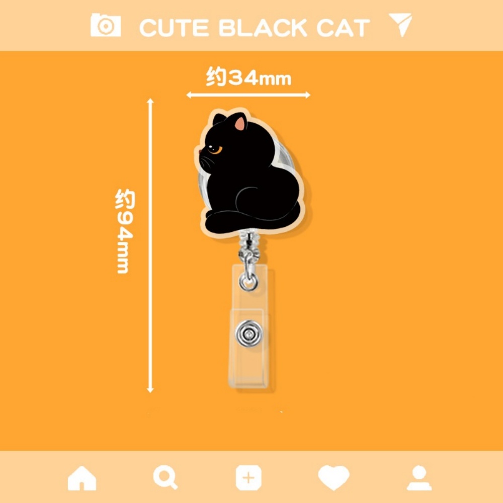 Bonito gato preto acrílico titular do crachá dos desenhos animados animal retrátil crachá carretel enfermeira médico escritório uso clipe id titular do cartão crachá carretel: green