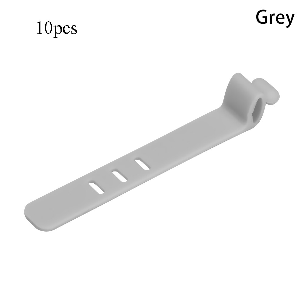 10PCS Soft Silicone Cable Winder Clip Cable Organizer Wire Mouse Cord Line Cable Protector Earphone USB Cable Wire Tie: 10PCS grey