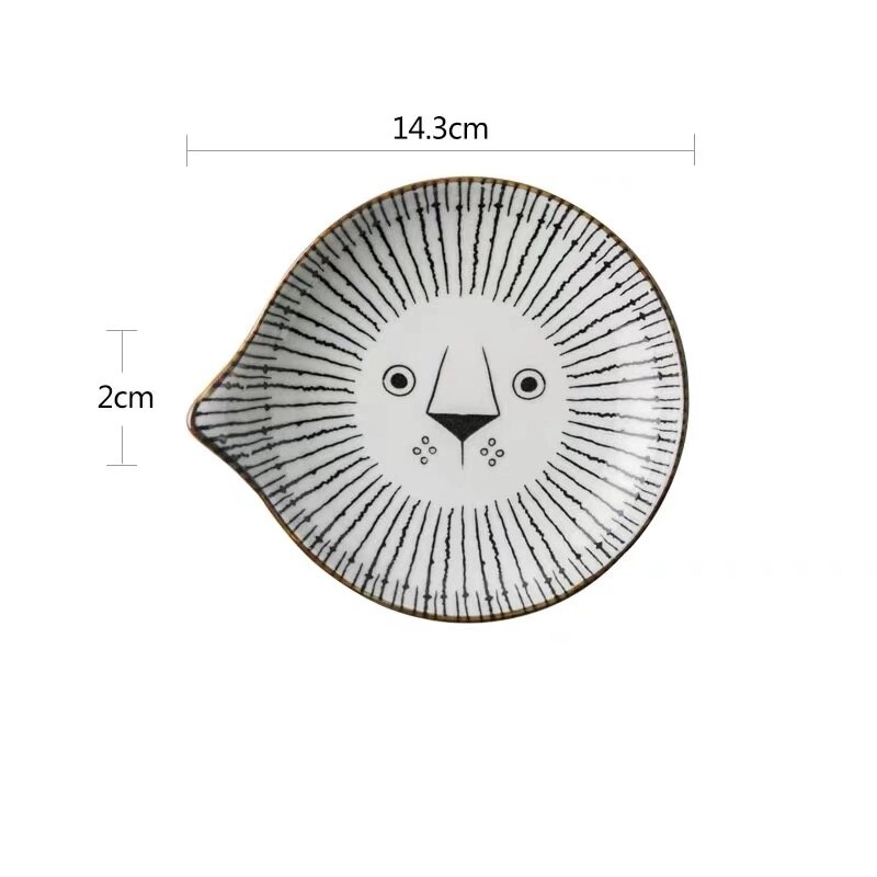 Japanese Style Ceramic Dessert Sauce Dish Tableware Cute Cartoon Lucky Cat Pattern Water Shape Fruit Sushi Plates: P- 14.3cm