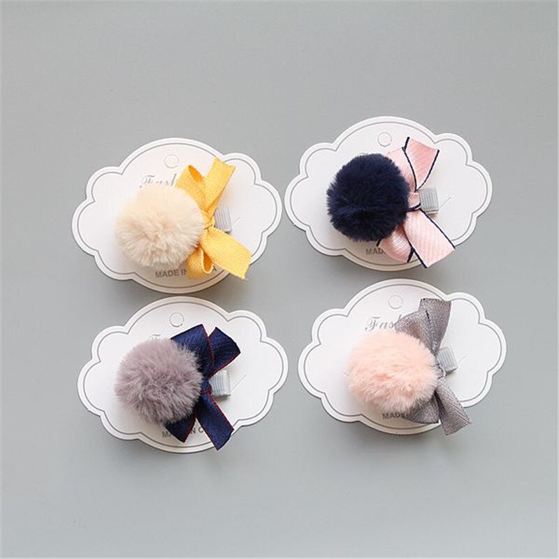 MIXIU 4 unids/set broches para el cabello bonitos moño pompón bola seguro horquillas goma elástica para el pelo para niñas adorno cabello mujer Accesorios: 4pcs hairpin