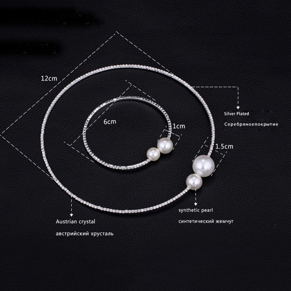 Eenvoudige Gesimuleerde Parel Bruids Sieraden Sets Crystal Mode Bruiloft Sieraden Ketting Armband Sets parel ketting bangle