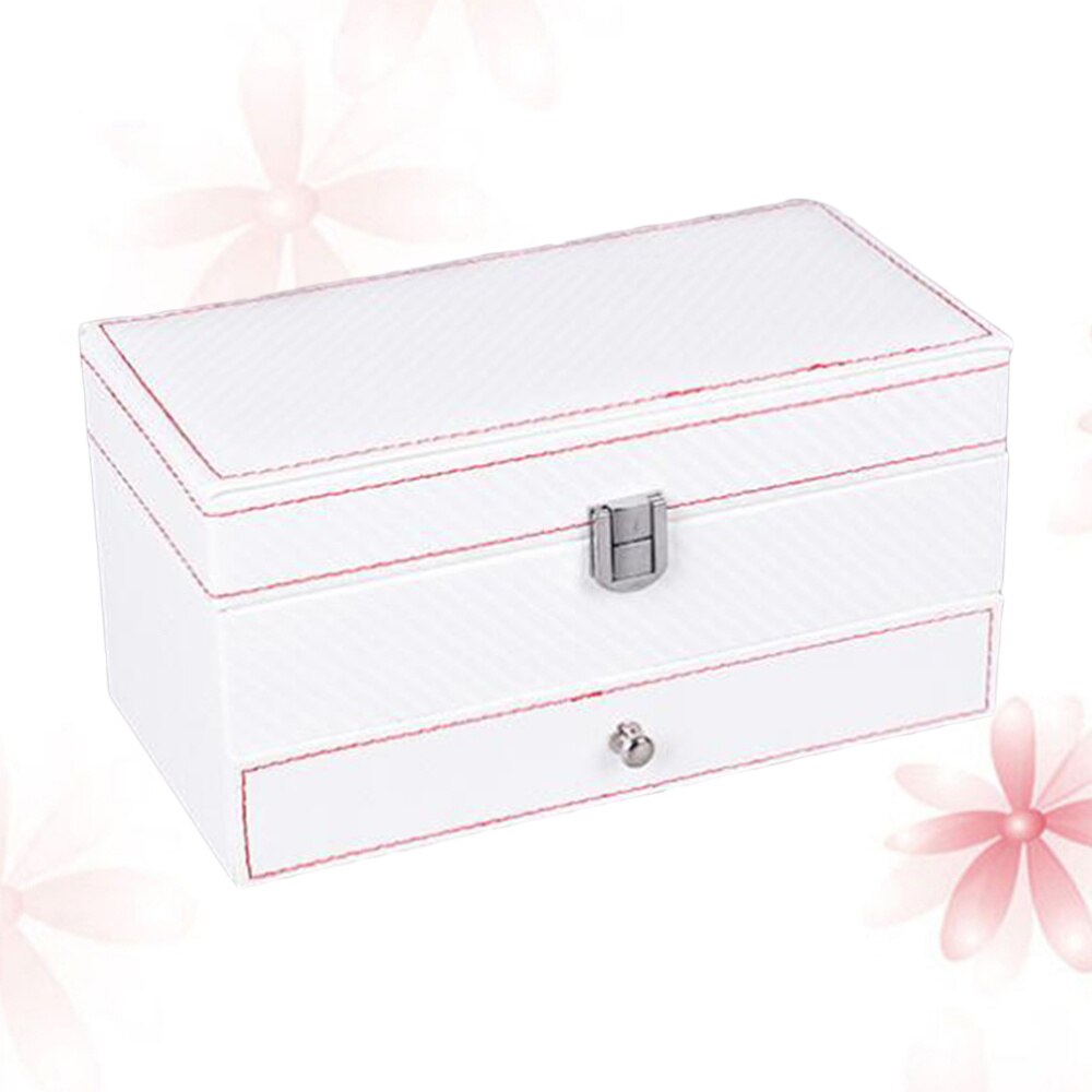 Carbon Fiber 4-bit Box Double Drawer Watch Box Storage Showing Watches Display Storage Box Case Jewelry Watch Collector Case(Bla