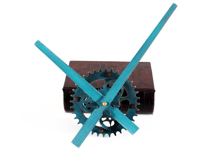 Vægur 30cm stor markør ur mekanisme vægure saat reloj retro træ gear gear ure hængende tilbehør mute kit: Blå