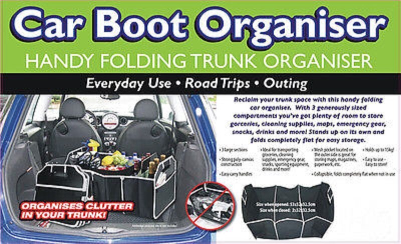 Collapsible Foldable Car Boot Organiser Shopping Car Storage Organizer Bag Box